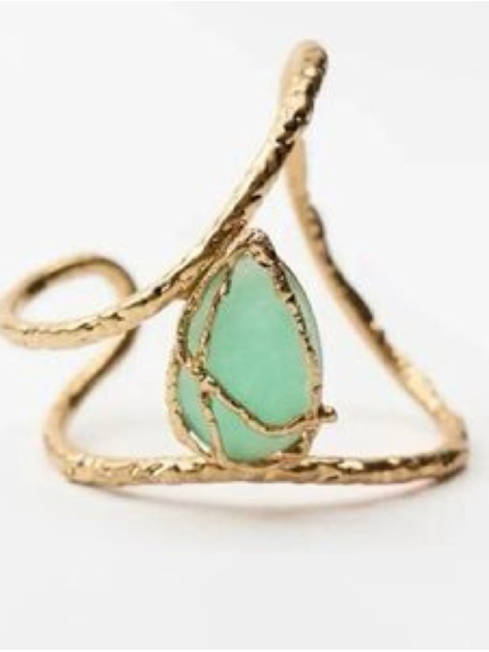 Zara Gold Wrap Bracelet Arm Cuff with Mint Green Teardrop Stone